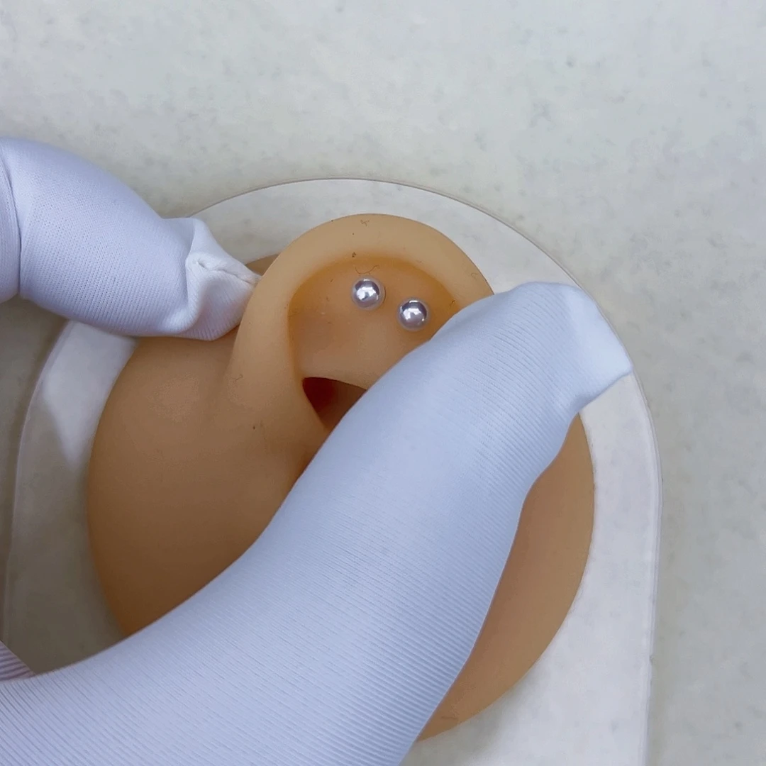 海水珍珠海水akoya天女耳钉3-4mm银S925镶嵌