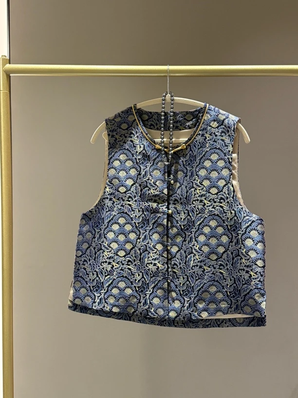 九子菩提 对襟款宋锦马甲