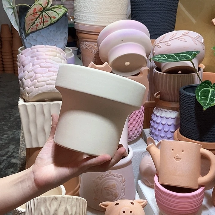 15×13白陶束腰盆 粗陶1个