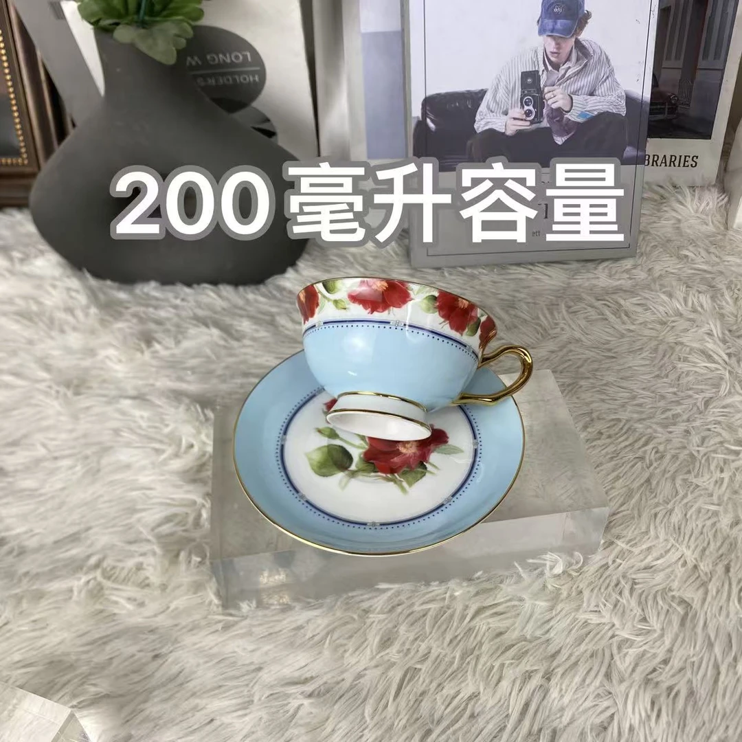 （沐梓）骨瓷蔷薇花咖啡杯碟200毫升