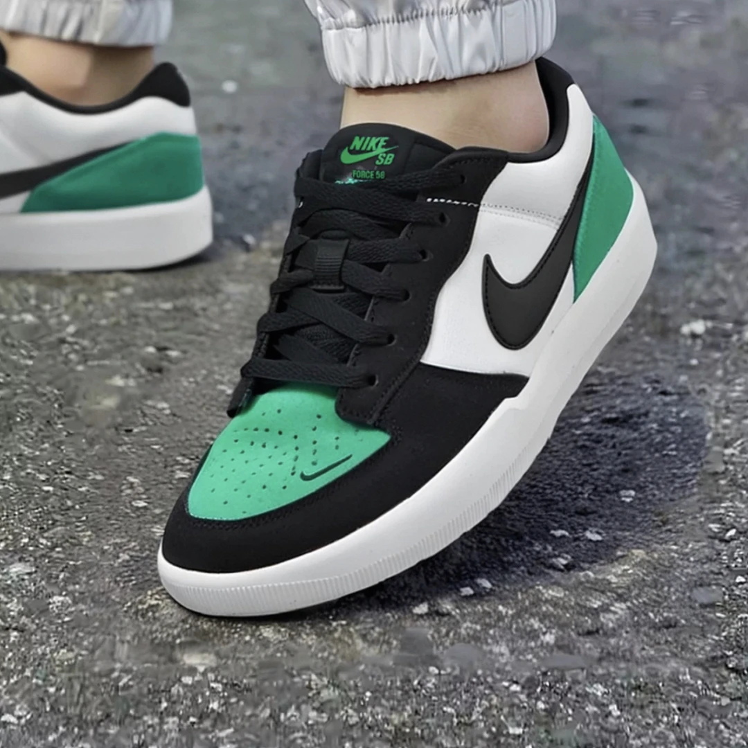 Nike SB Force 58 舒适百搭薄底 耐磨 低帮 板鞋 男女同款 白绿黑