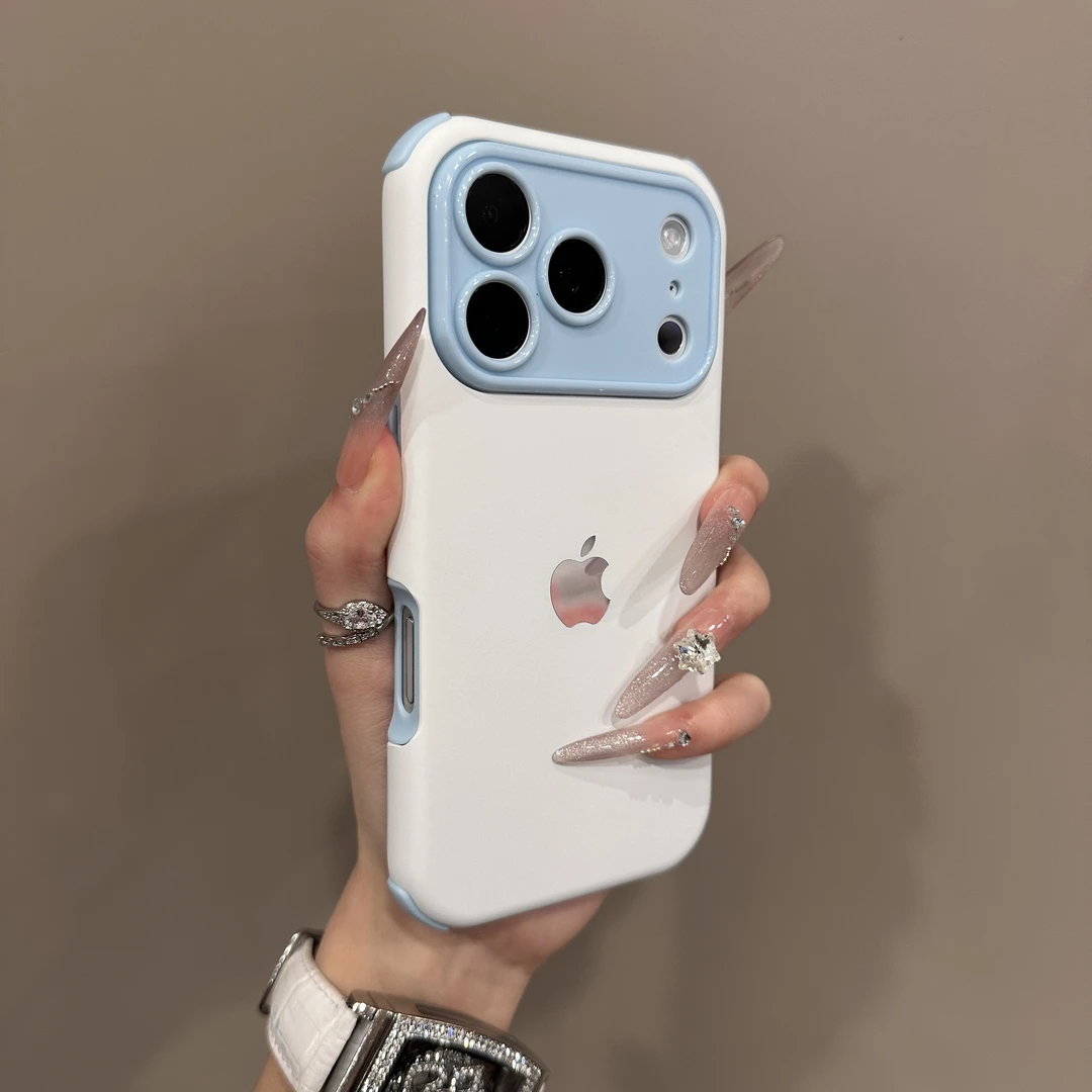 高级撞色肤感二合一防摔适用苹果17promax手机壳性iPhone16简约15