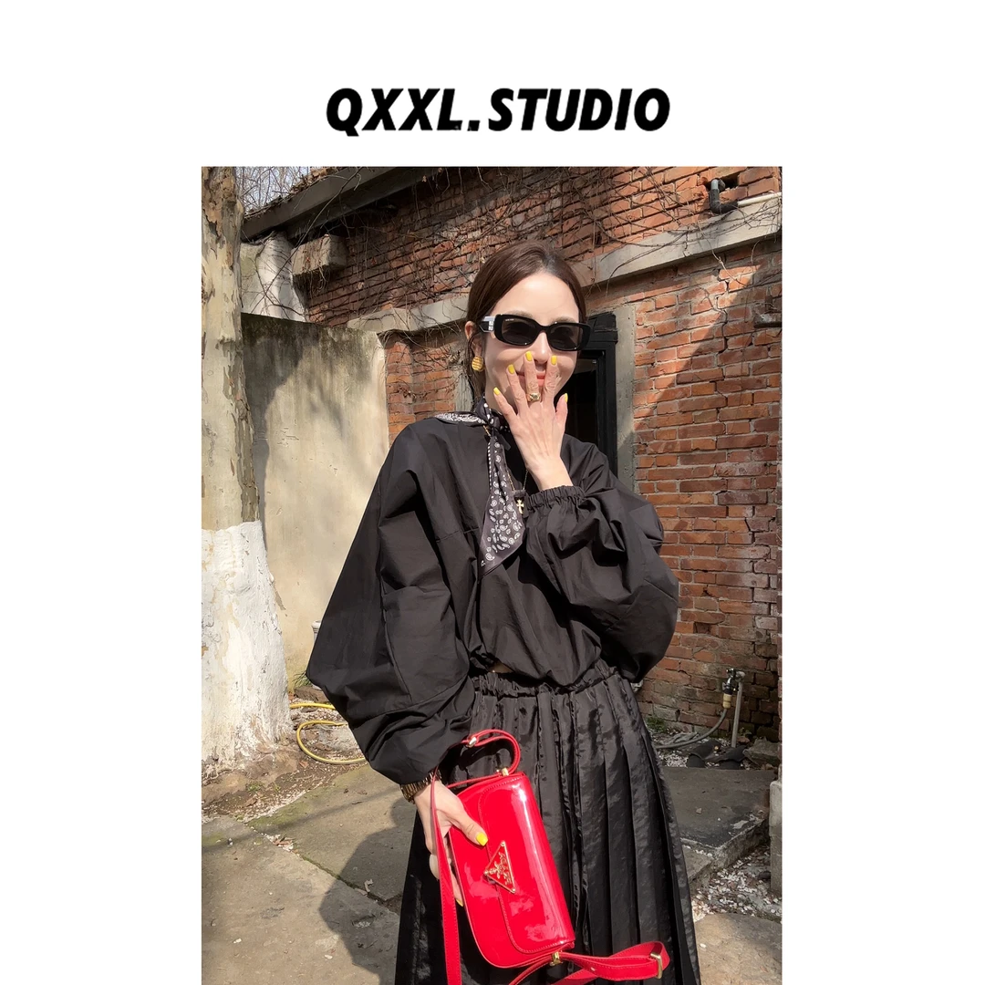 邱小小丽呀 韩系春季新款甜美可爱娃娃款泡泡袖短款短袖衬衫女