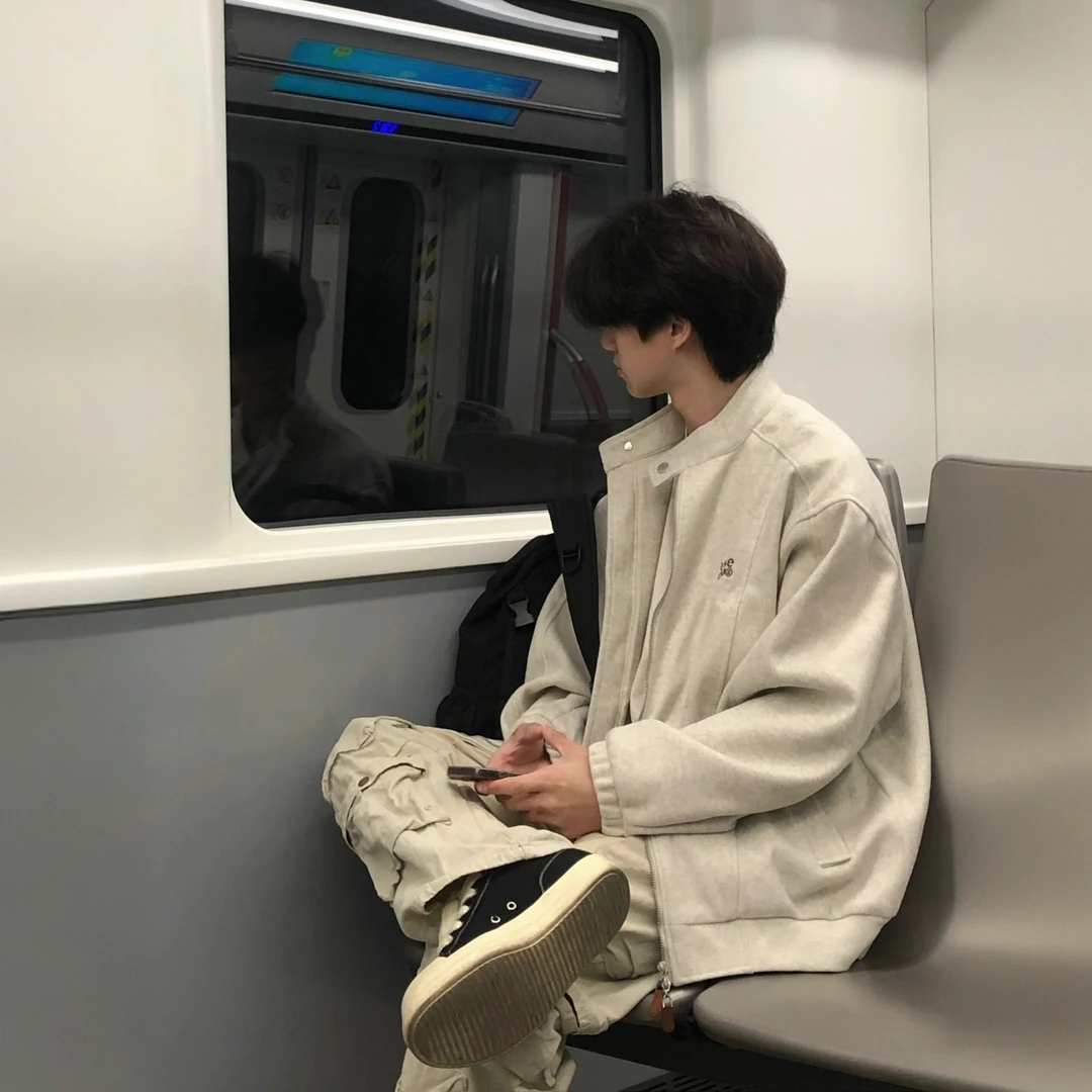 美式复古学院风分割设计立领夹克卫衣外套男女春秋季情侣同款上衣