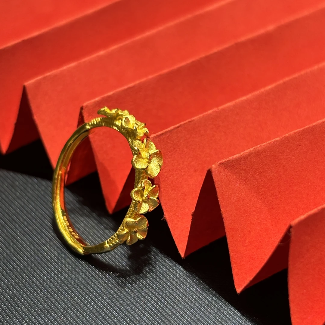 Chow Tai Seng/周大生足金桃之夭夭戒指送女友订婚戒指送礼物