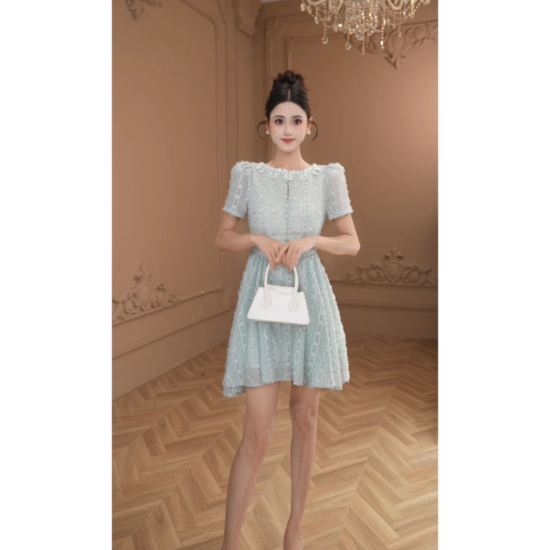 【柒老板定制】新款气质时尚显瘦提花设计感高级感连衣裙21650