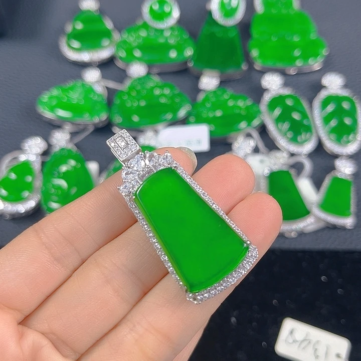 翡翠银S925镶嵌吊坠(不含链)