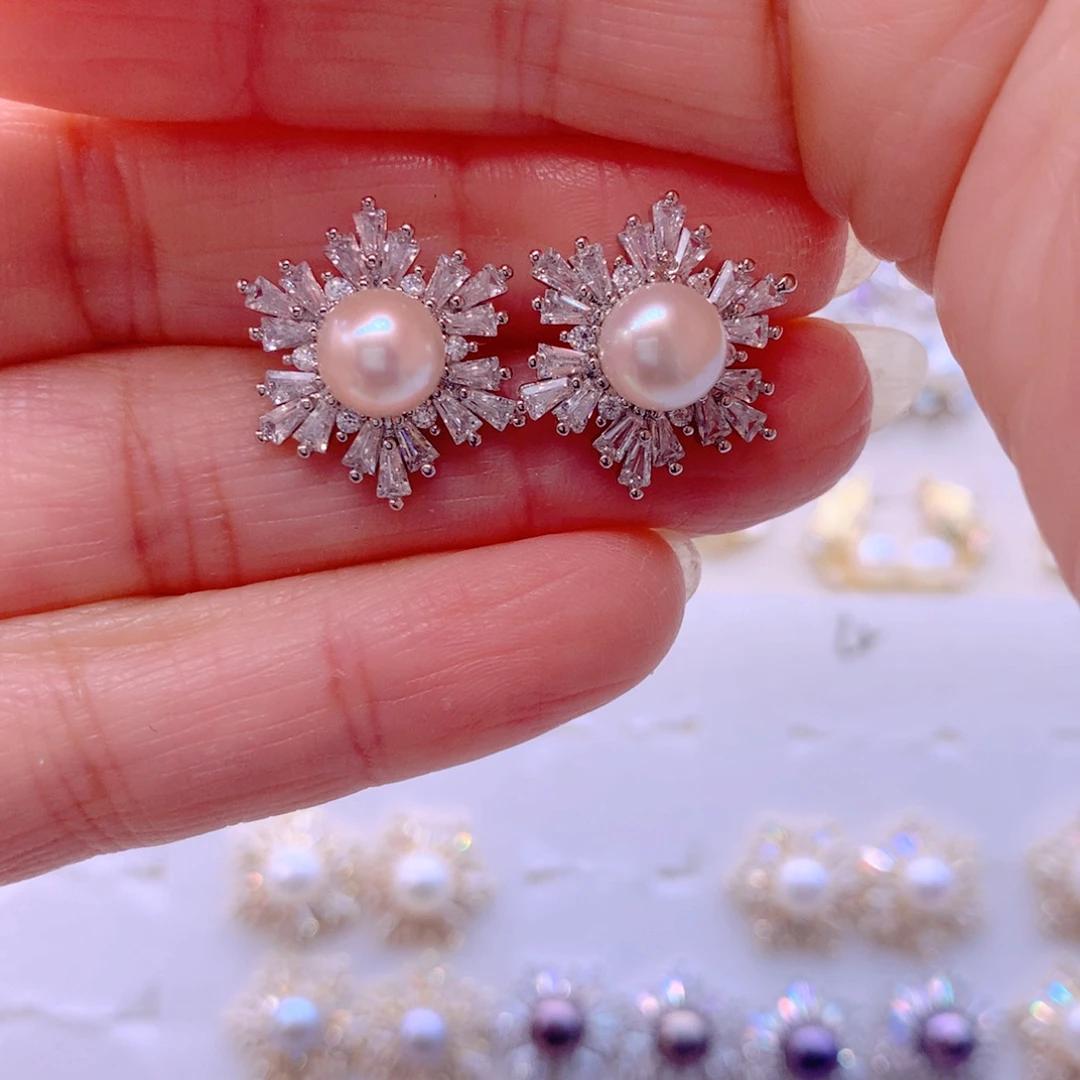 淡水珍珠合金耳饰