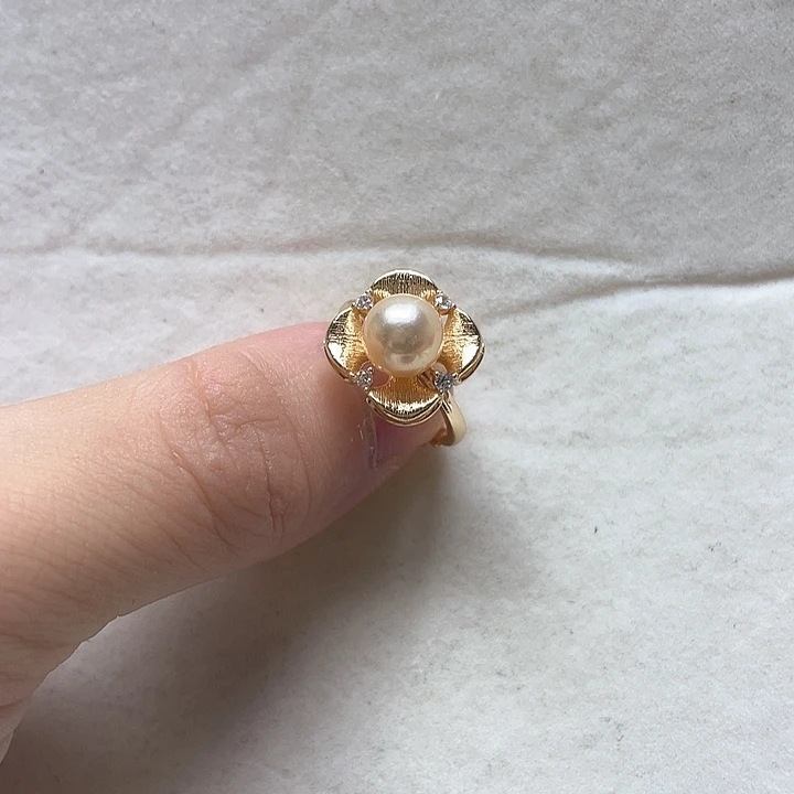 戒指海水珍珠银S925镶嵌