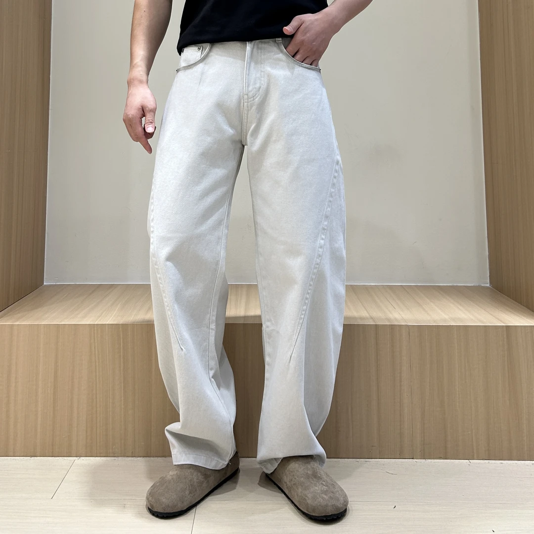 阔腿裤美式休闲常规款水洗棉布牛仔裤潮流休闲裤百搭长裤秋季