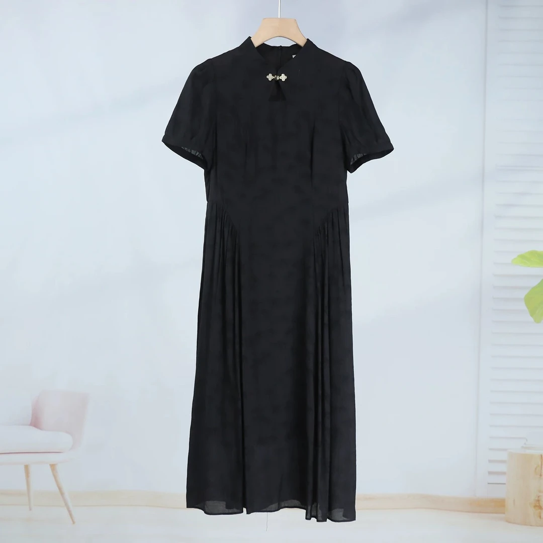 H1270黑色连衣裙]女士时尚气约潮拼接裙子春秋色牛ssss