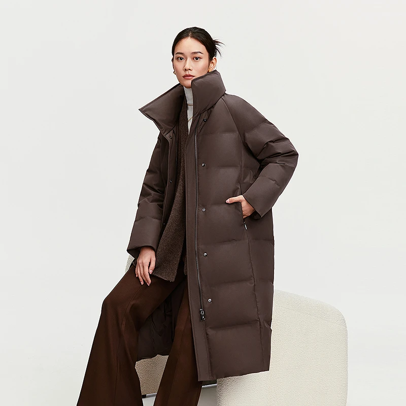 【波司登90鹅绒】2025新款冬季女品质通勤高智极简长款保暖羽绒服