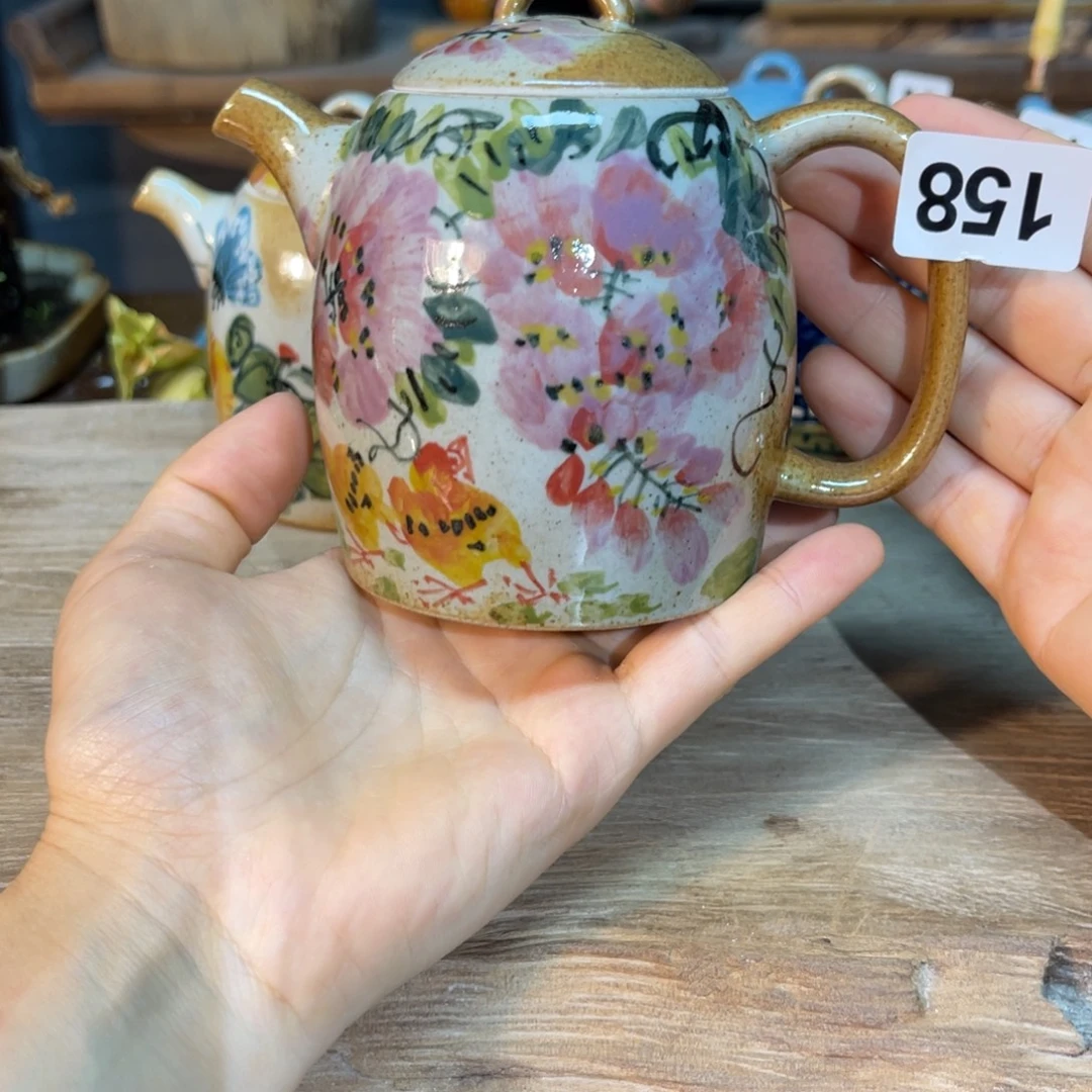 壶素浅陶瓷手工手绘