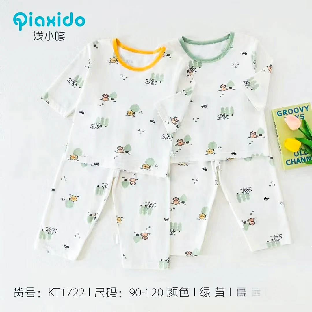 1722儿童冰氧棉睡衣短袖家居服两件套装空调服休闲宽松卡通