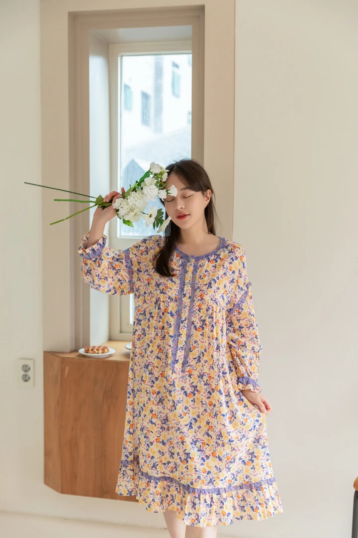 YQ【花仙子】精梳棉柔软舒适睡裙2313特价福利