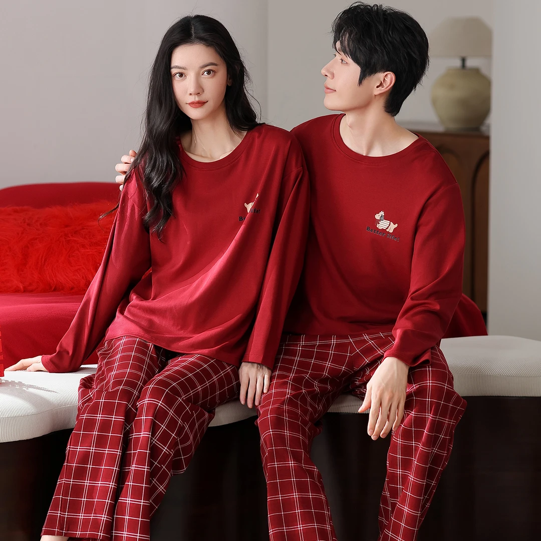 情侣睡衣结婚新婚本命年红色2025新款男女纯棉长袖春秋家居服套装