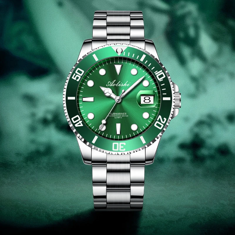 【品】水鬼绿经典百搭时尚男士腕表8981