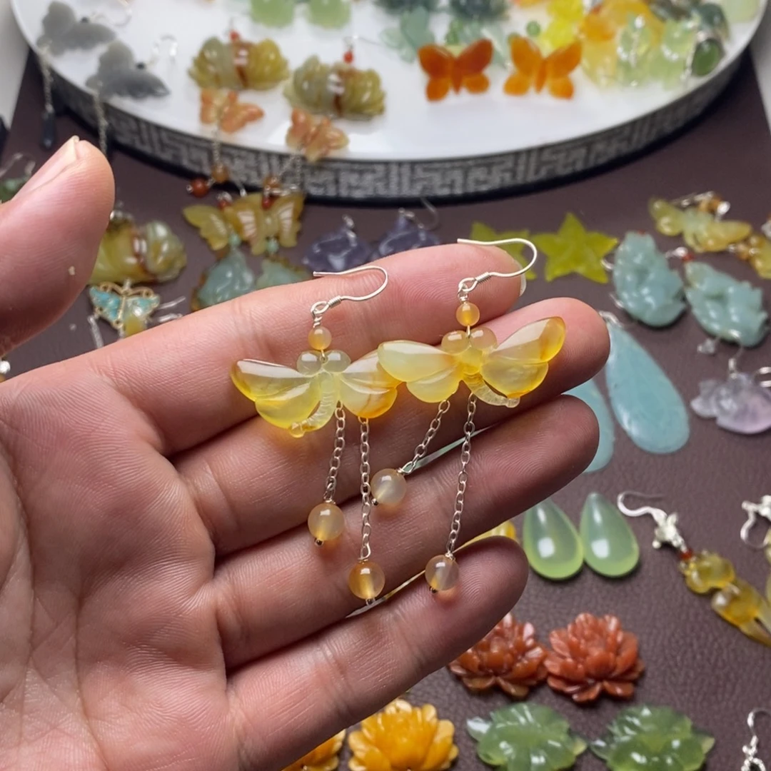 蛇纹石玉合金耳饰/颈饰