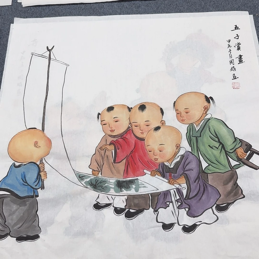 国画尺寸70X70手绘作品