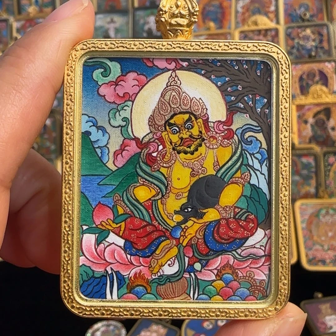 吊坠黄财神热贡唐卡