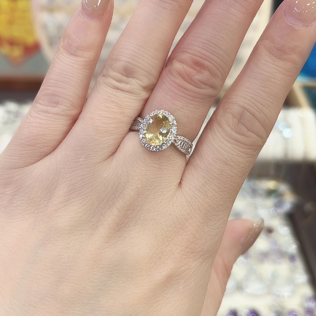 黄晶银S925镶嵌戒指