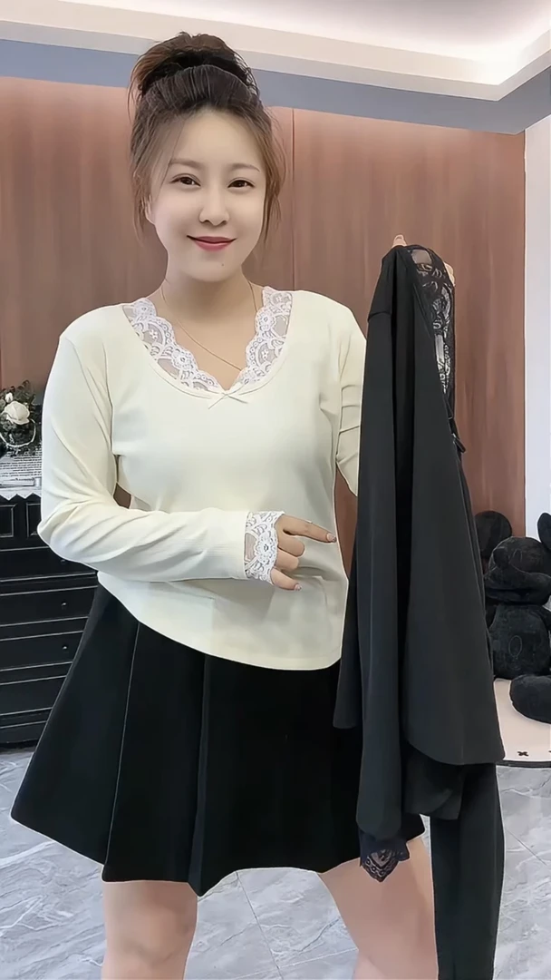 辣妹性感蕾丝打底内搭女秋冬季纯欲高级感修身可外穿针织长袖上衣