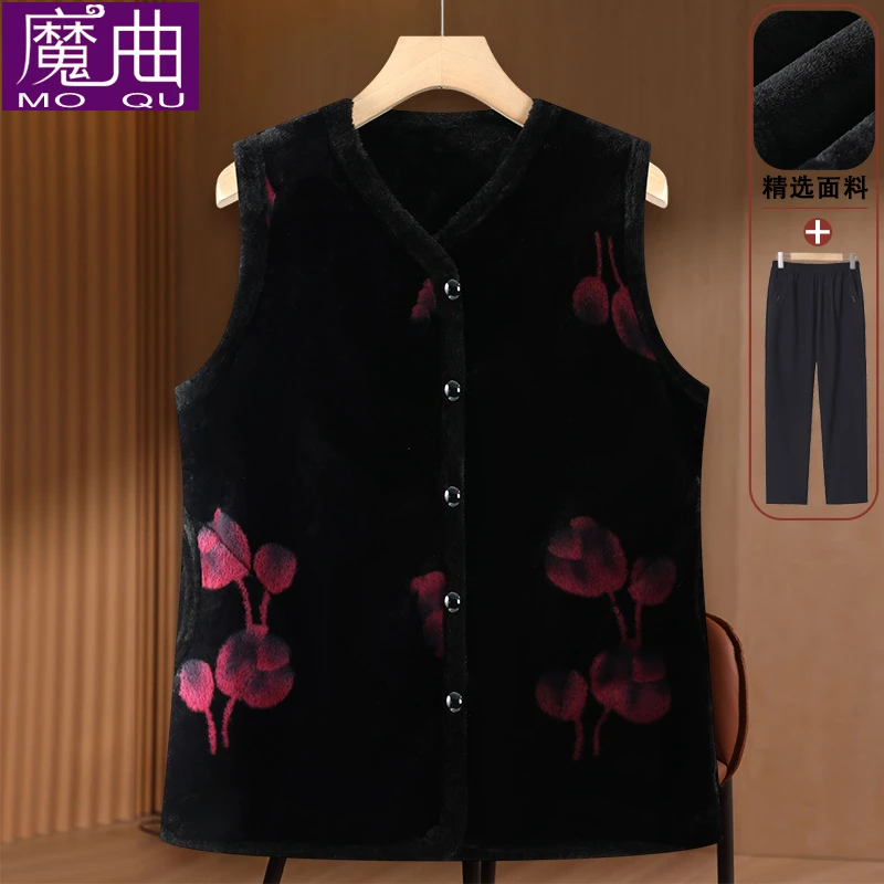 妈妈秋装马甲加绒老人衣服老太太新款中式春秋背心外穿奶奶装唐装
