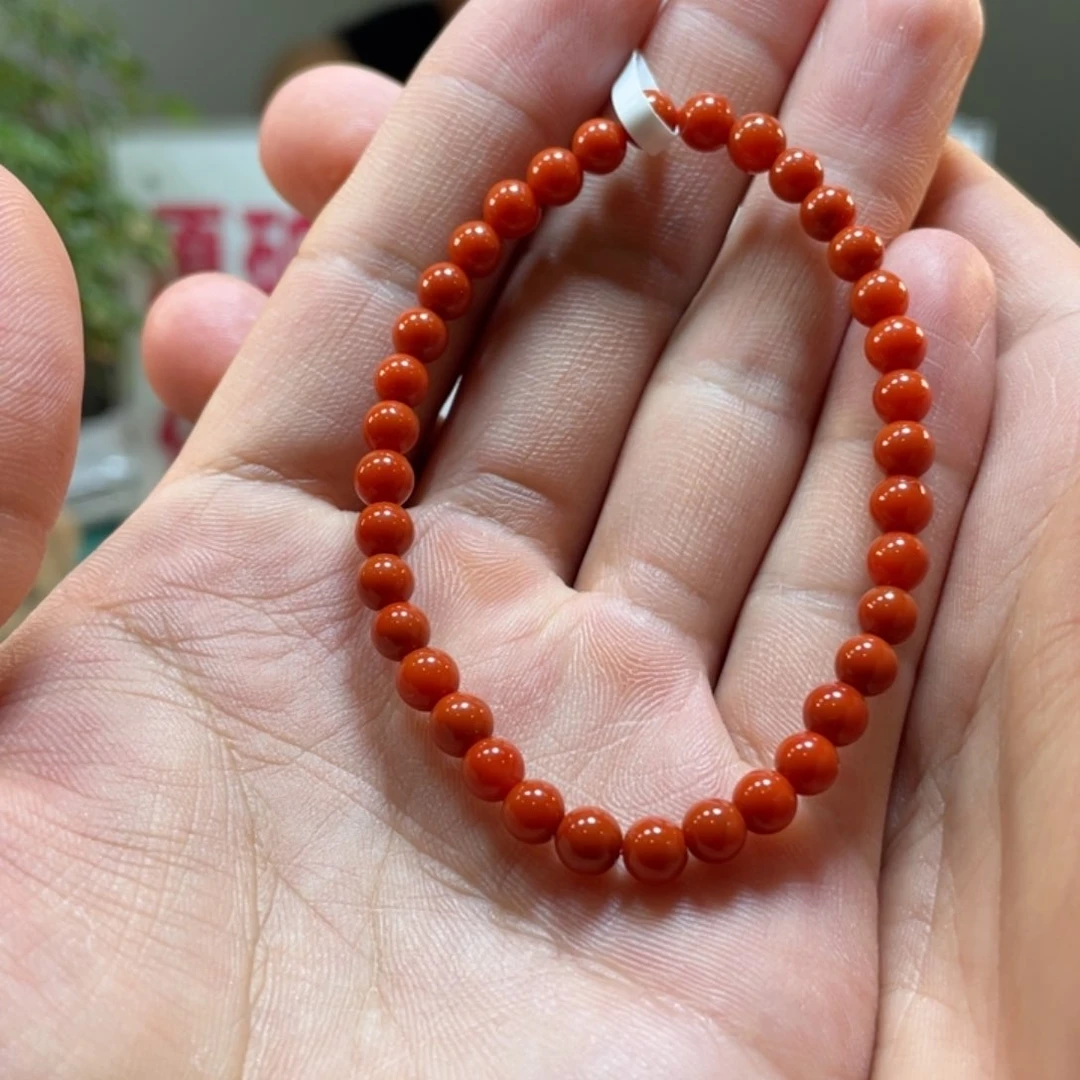 南红玛瑙老南红柿子红单圈未镶嵌