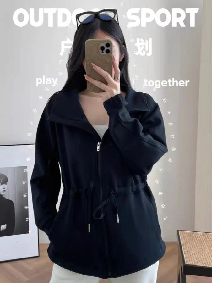 DH17lu家瑜伽黑色束腰外套