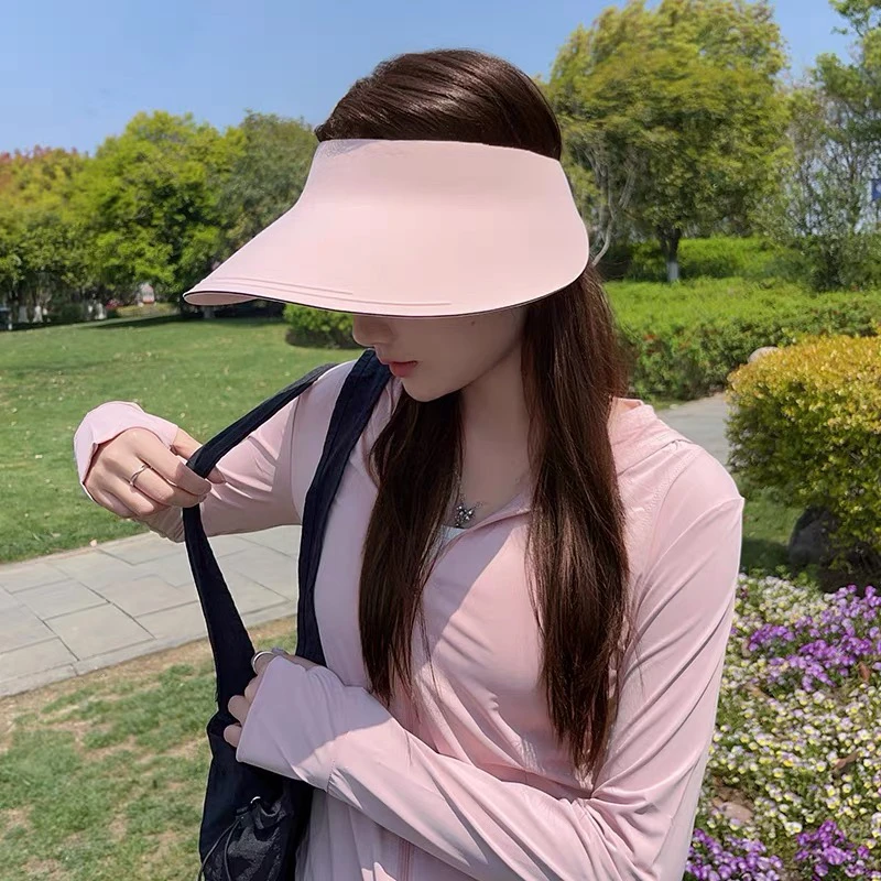 女士户外骑行冰丝无痕轻薄防紫外线空顶防晒太阳帽