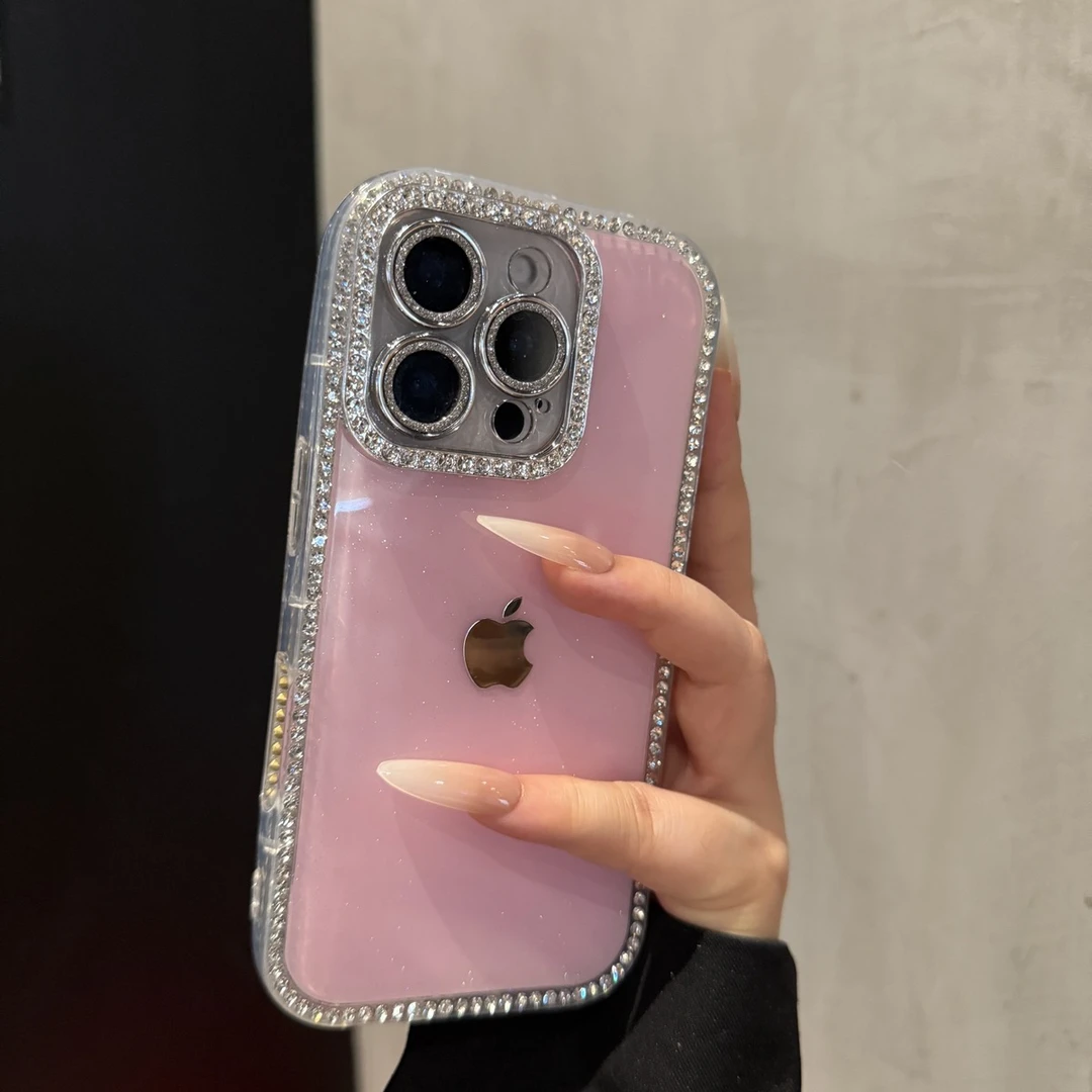 高颜值纯色闪粉适用苹果16promax手机壳简约iPhone15时尚14个性13