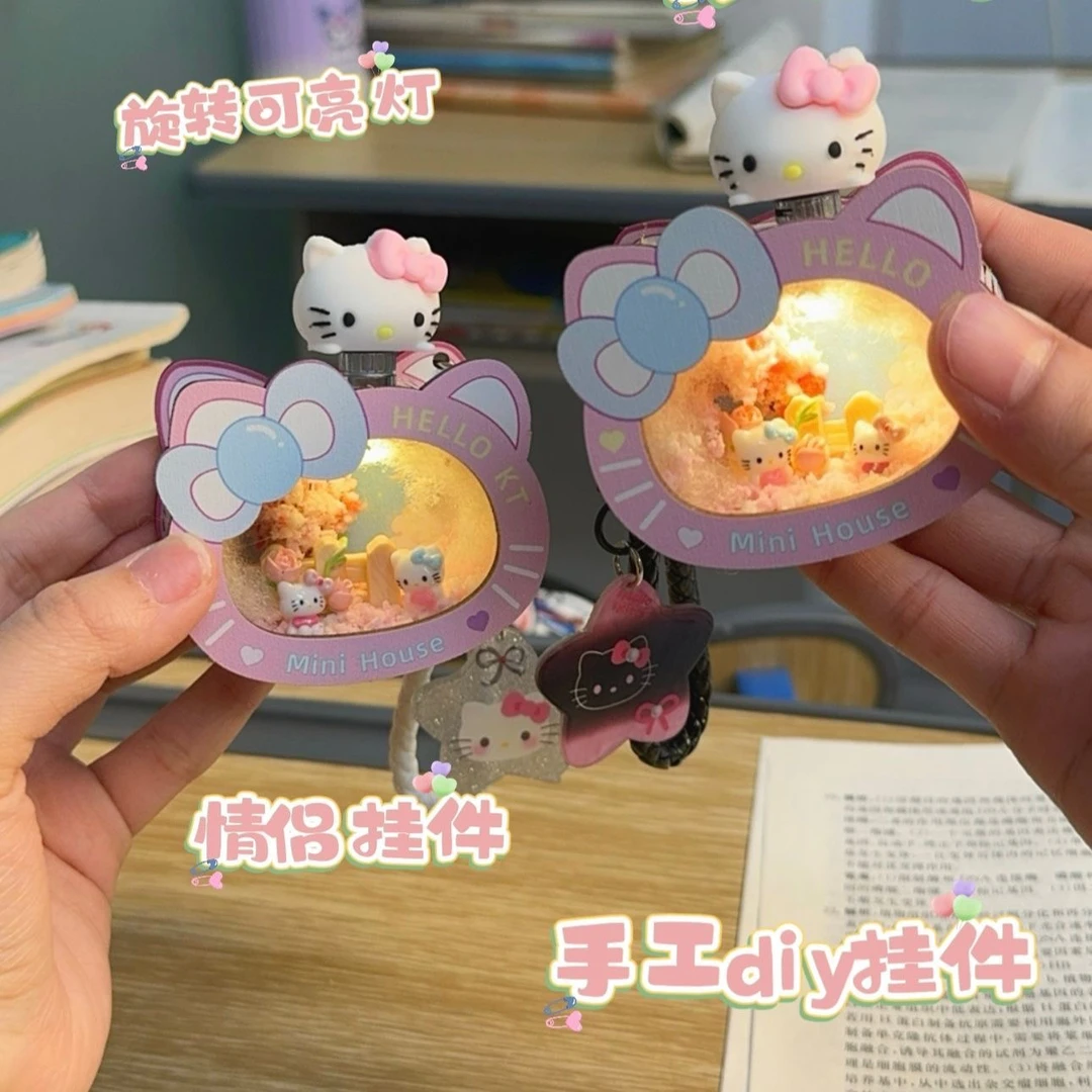 【宝贝】kitty猫创意挂件木质diy手工可发光挂件小巧可爱送礼物