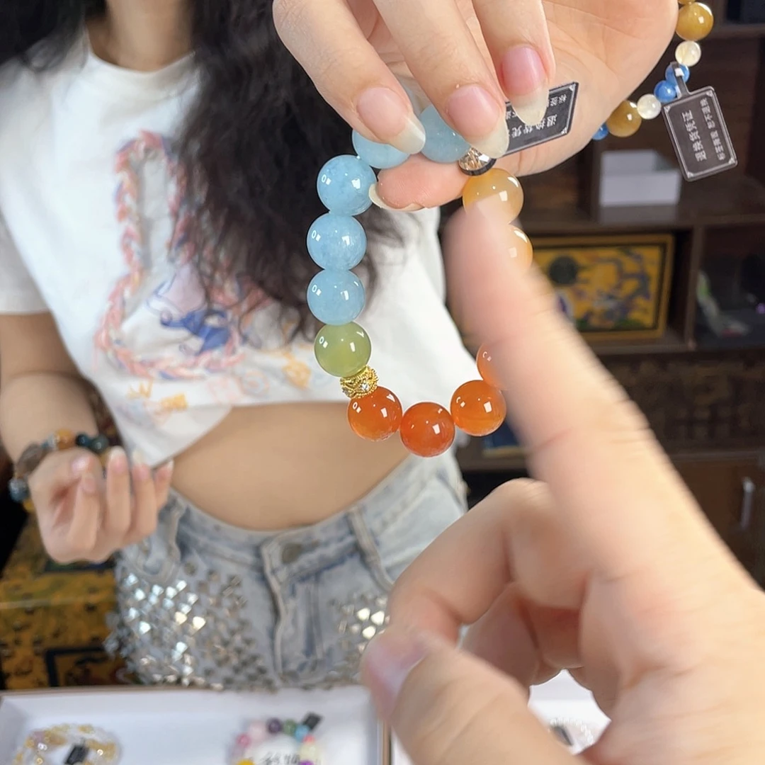 水晶手链银S925镀金镶嵌