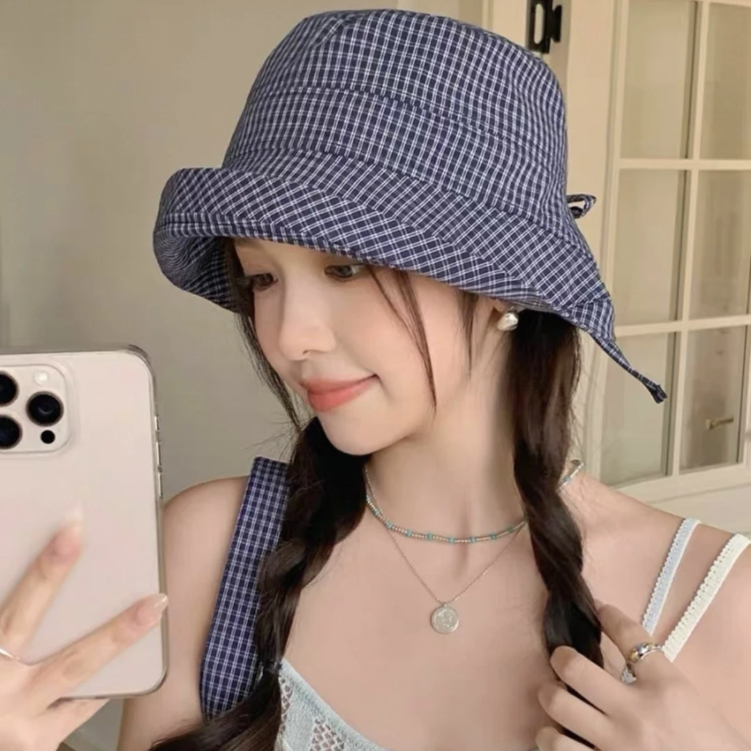 （001-100）小众格纹渔夫帽