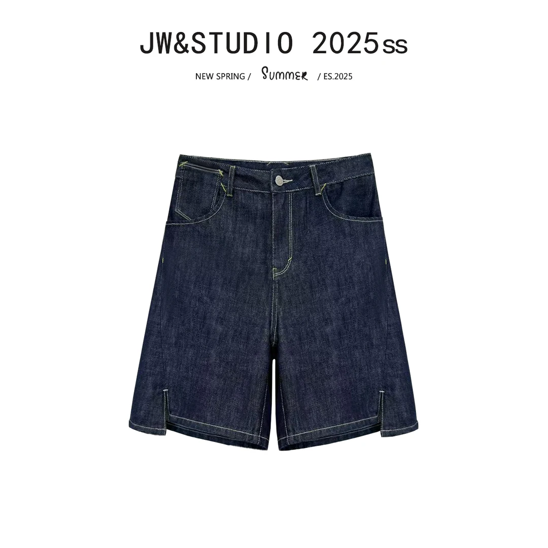 JW/静稳2025新品时尚休闲韩版女士款显瘦减龄牛仔中裤5550202
