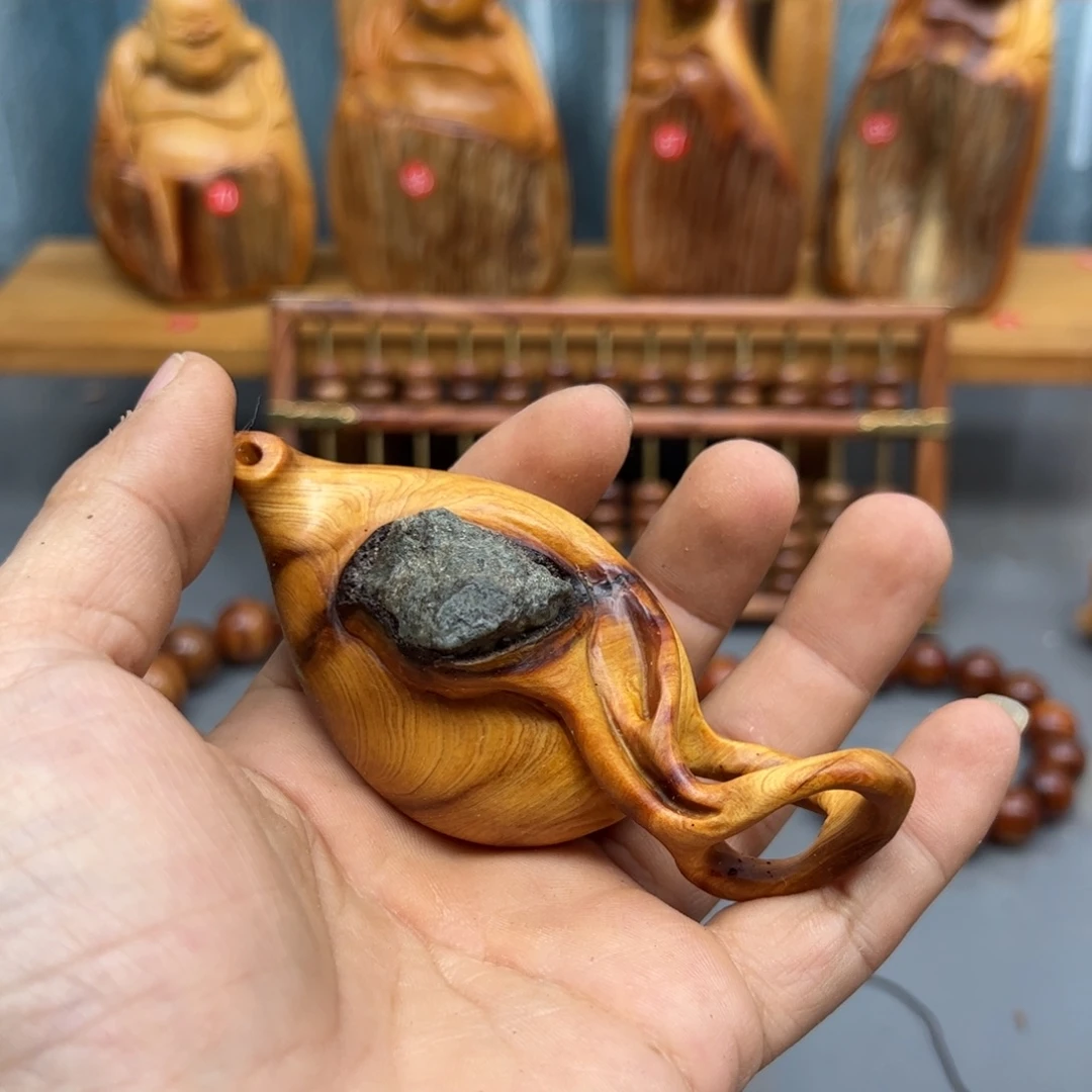 张***手木崖柏木摆件手把件，