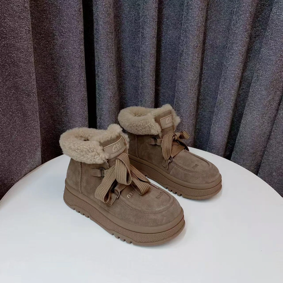 C4916  卡其色  冬季时尚厚底加厚保暖女鞋 雪地靴