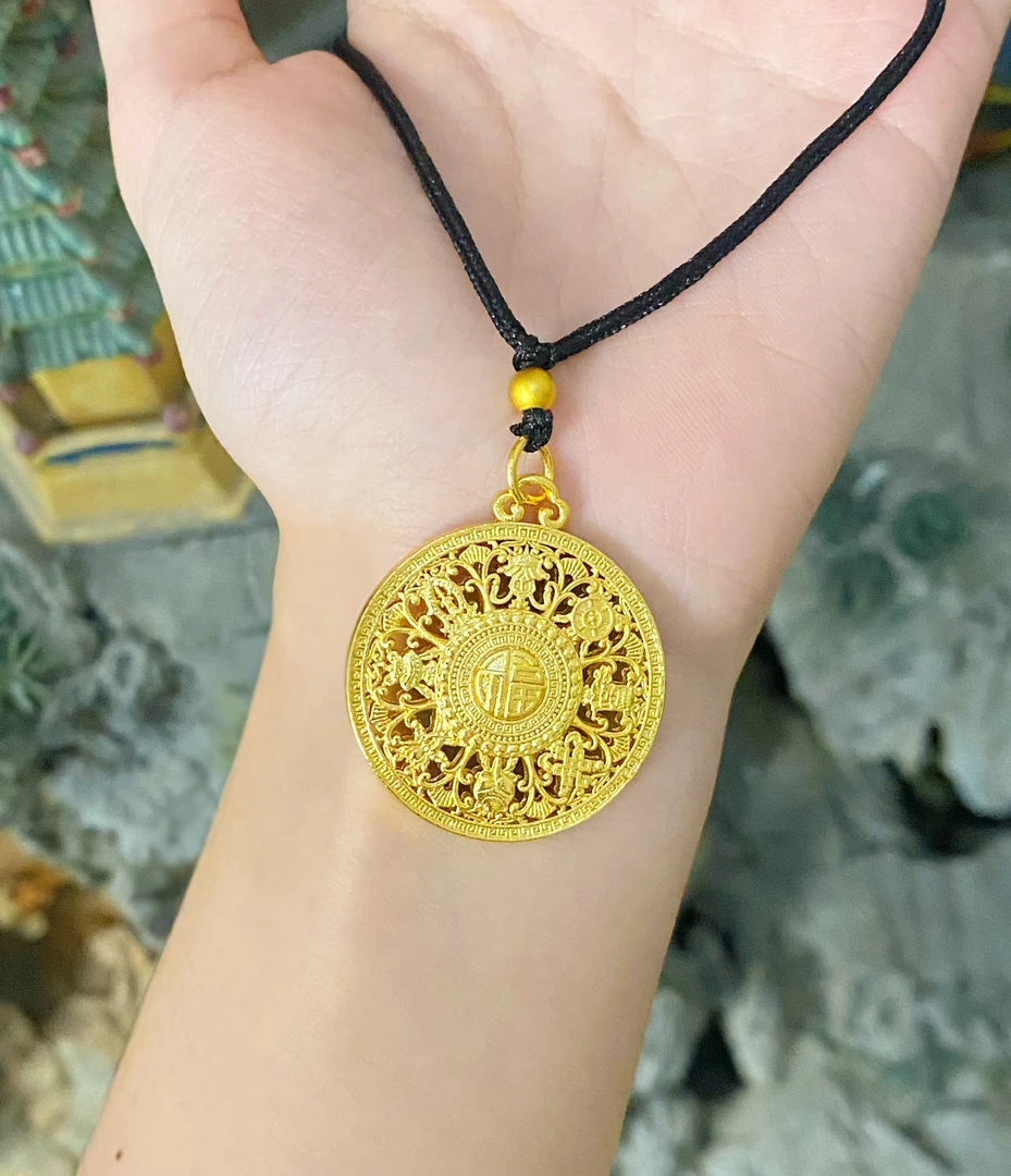 合金项链  精致镂空八宝罗盘项链