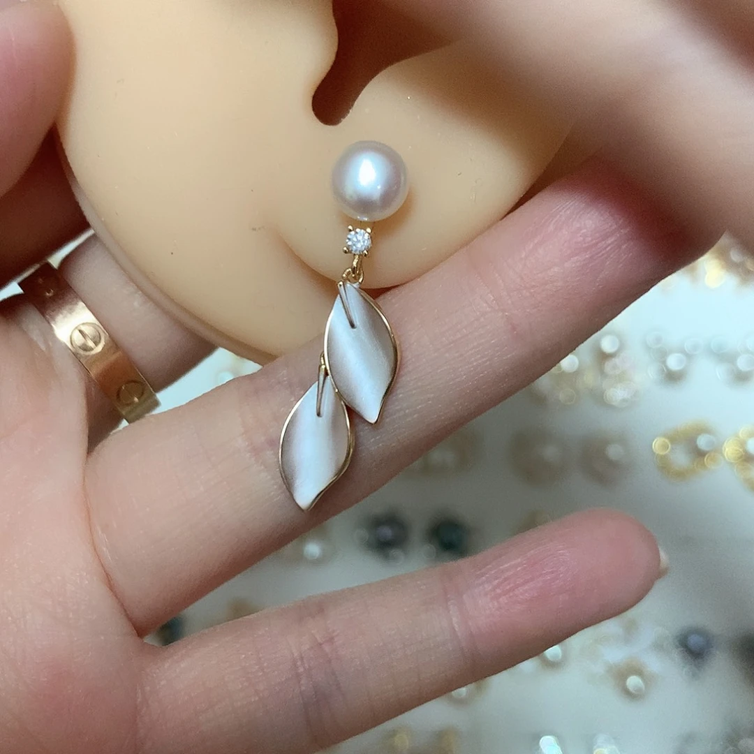 合金淡水珍珠耳饰