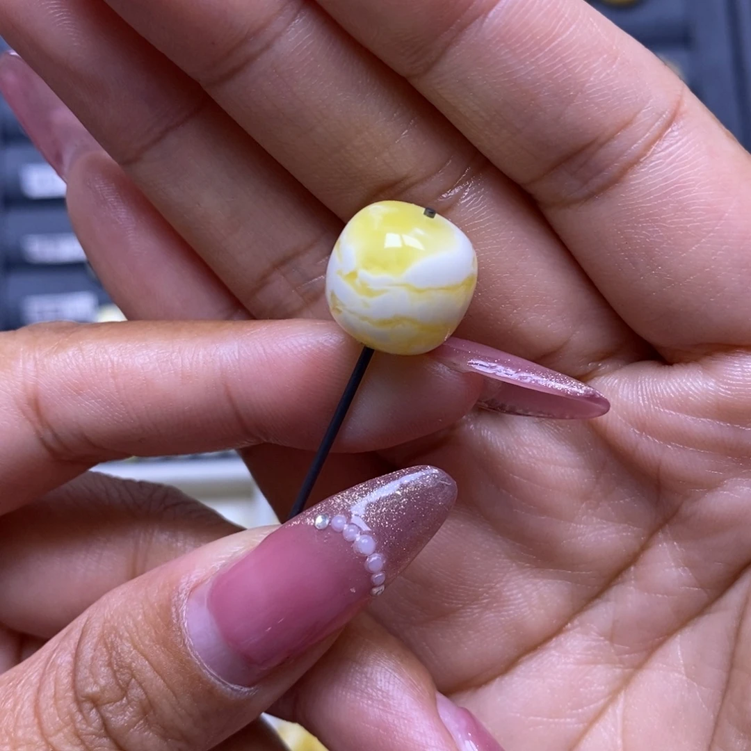 植物珀未镶嵌珠宝奇石瓷白溶洞大虎皮妖花老型13.7*13.2mm