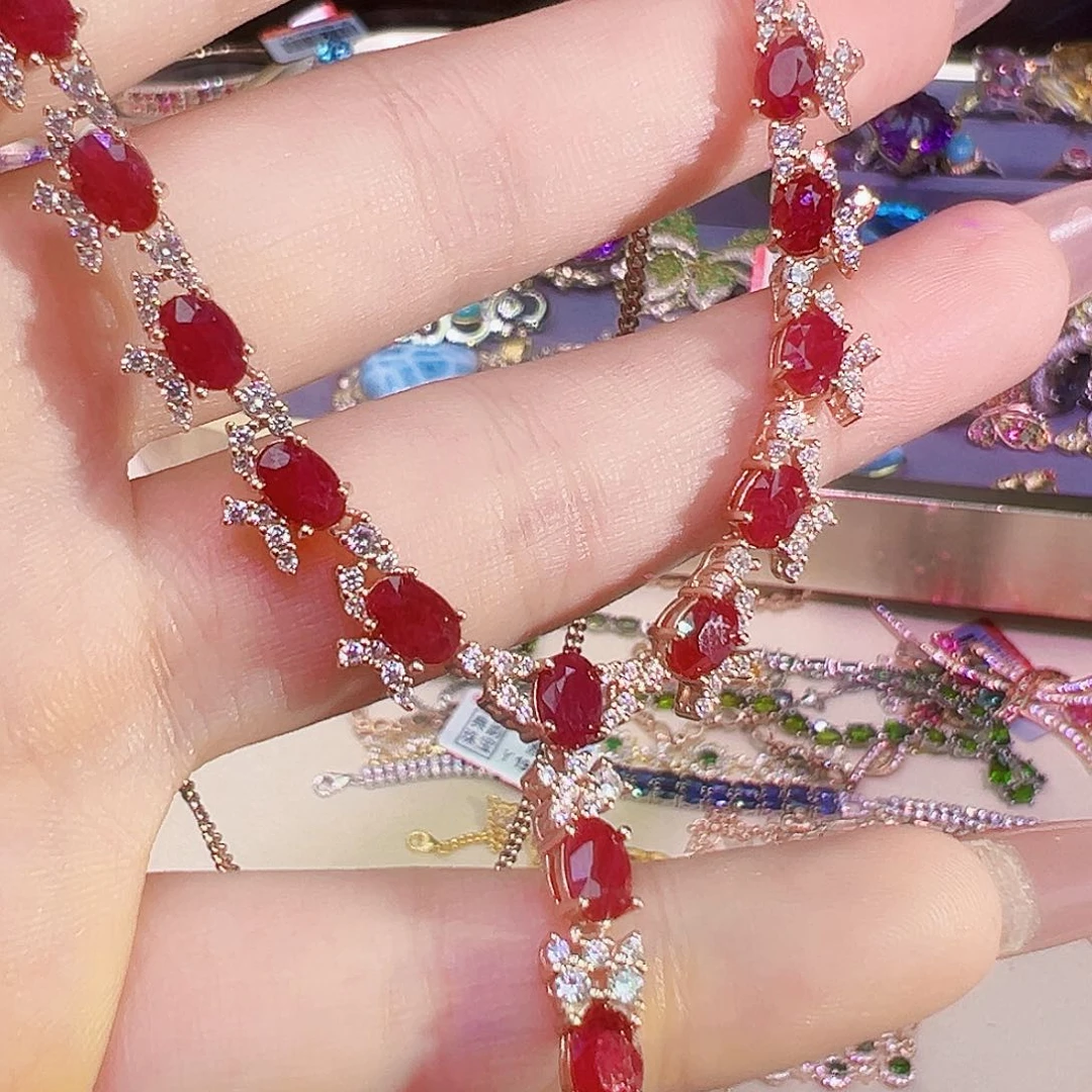 红宝石银S925镶嵌红宝石