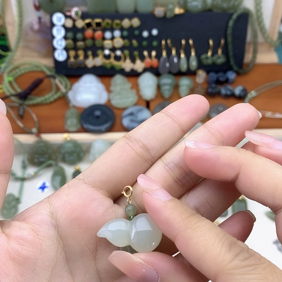 和田玉银S925镶嵌吊坠(不含链)