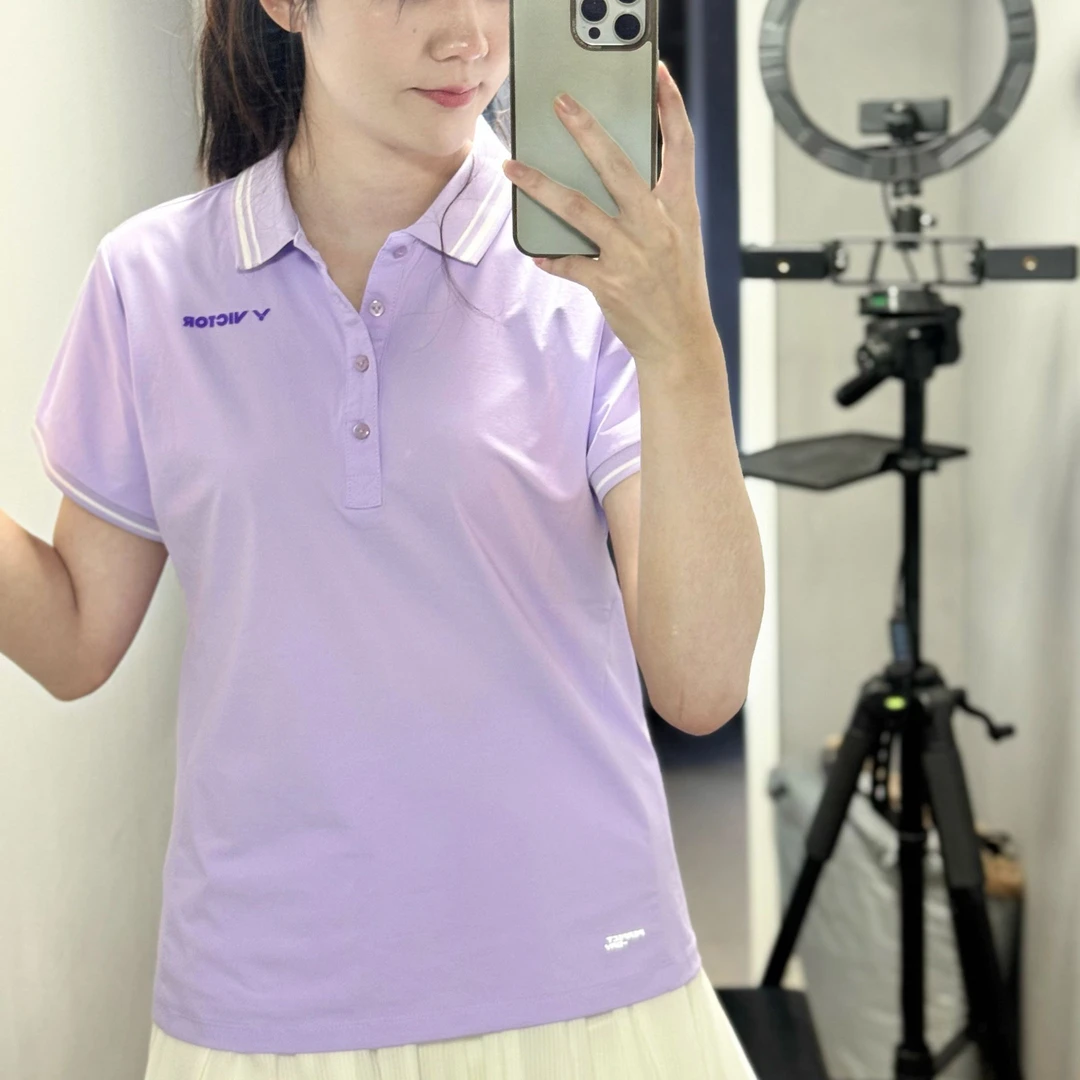 女士运动夏季透气翻领速干短袖polo衫羽毛球网球服