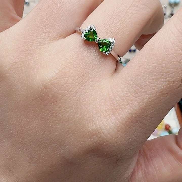 透辉石戒指A92银S925镶嵌