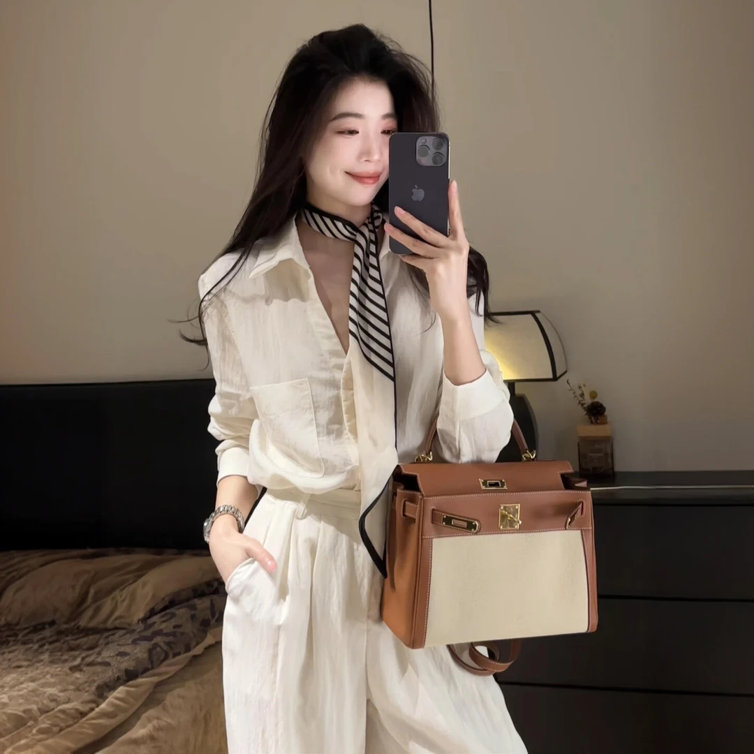 法式干练气质休闲气质衬衫2025年夏季轻熟风高级感独特阔腿裤套装