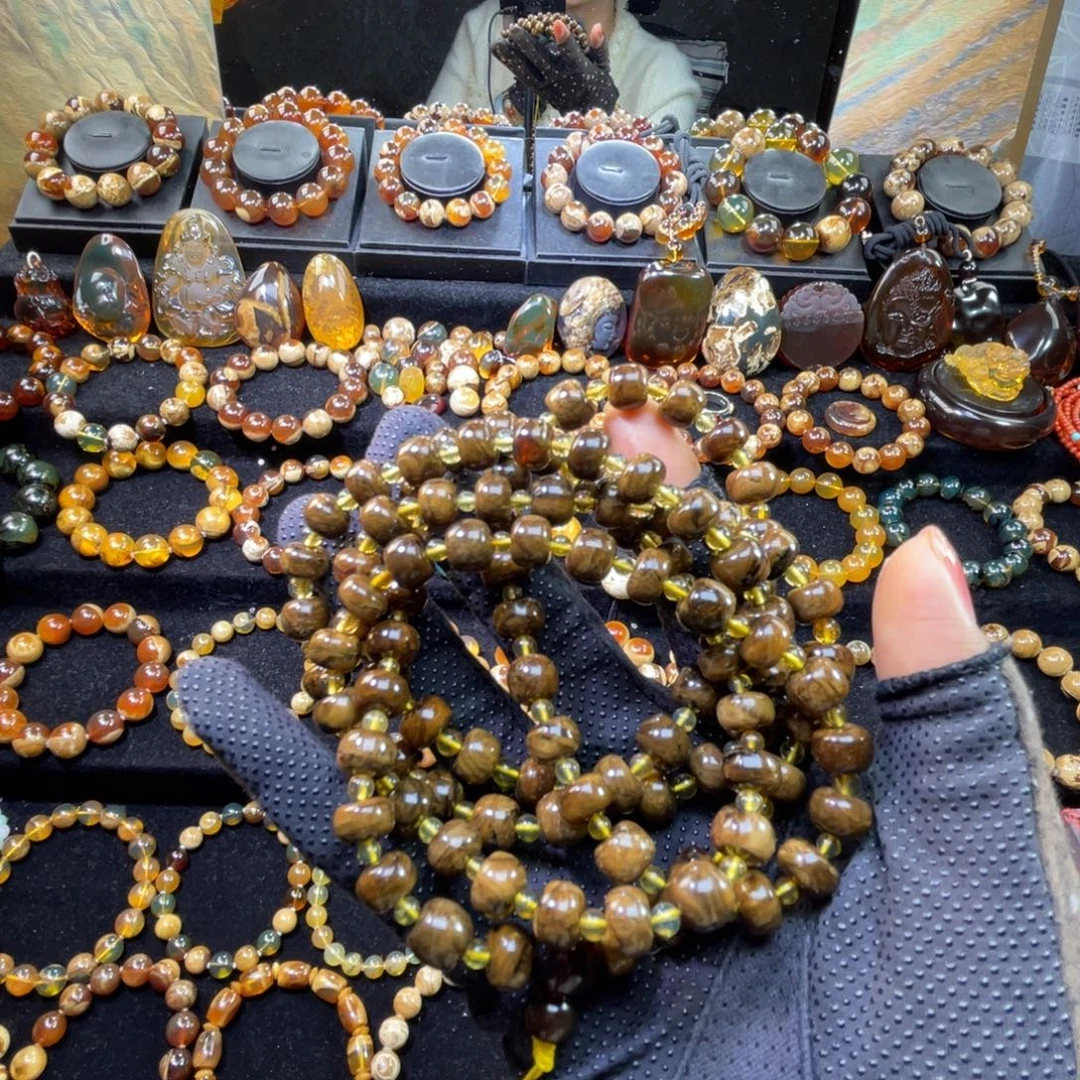 琥珀未镶嵌手串老型108