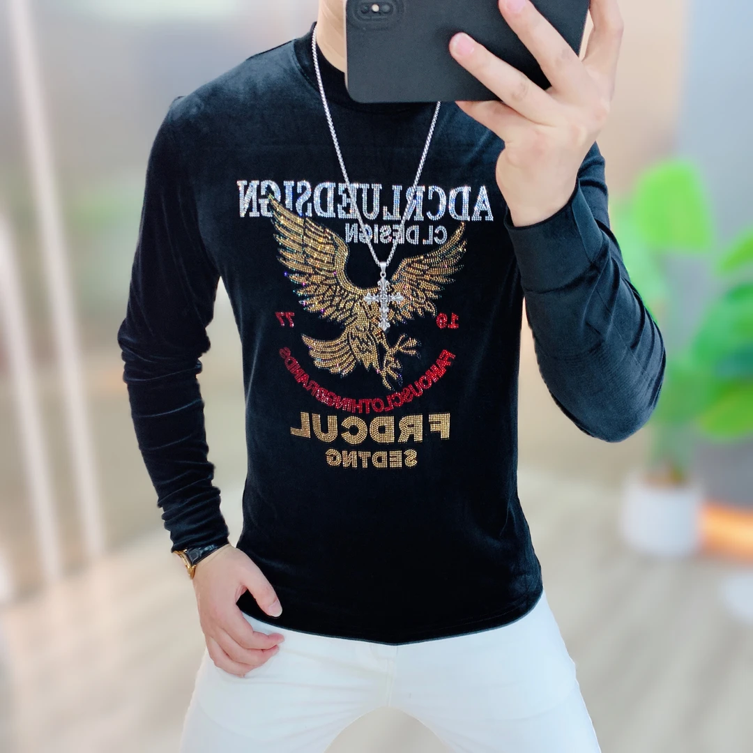 阿凯严选高品质2025年秋季新款男士休闲韩版修身圆领丝绒打底卫衣