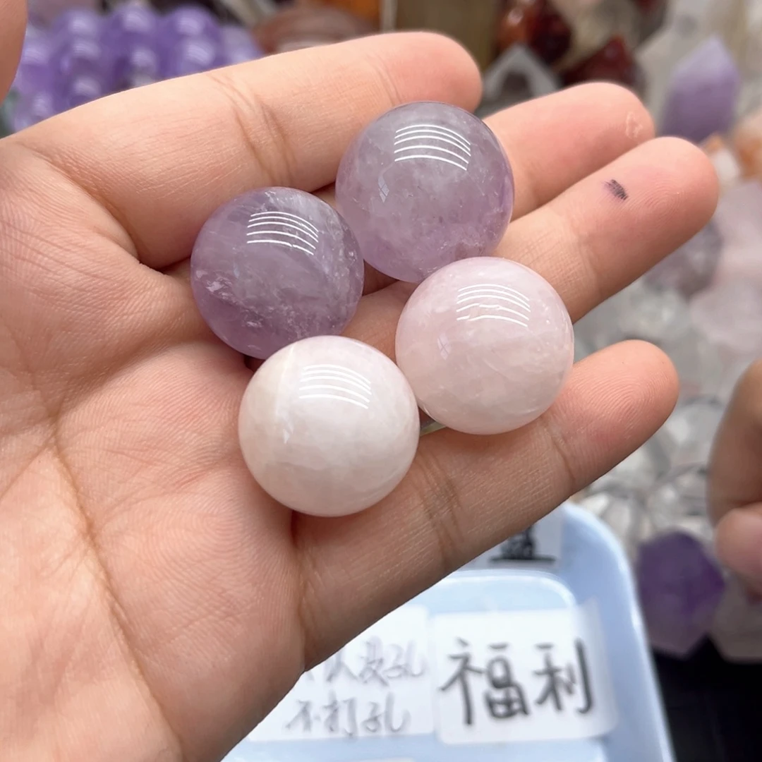 水晶珠宝半成品未镶嵌25 紫水➕粉水球