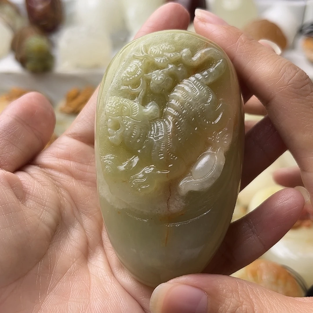 石材方解石手把摆件不退换虎微瑕