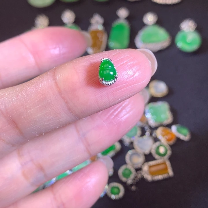 翡翠银S925镶嵌套链葫芦